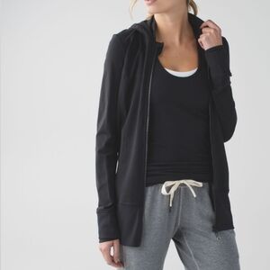 Lululemon Daily Practice Jacket Full Zip Black Hooded Sweatshirt Hoodie Size 6